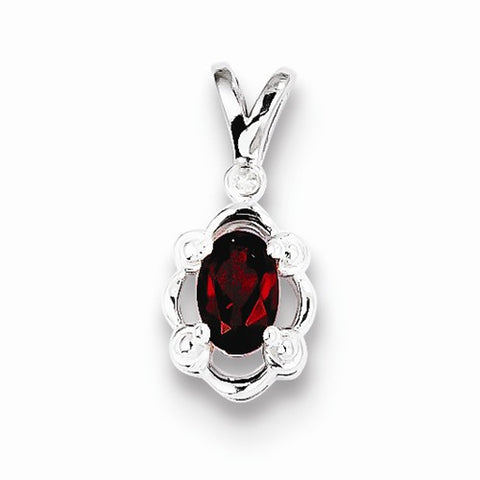 Sterling Silver Garnet & Diamond & Diamond Pendant, Pendants for Necklace