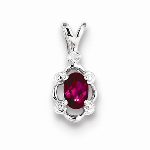 Sterling Silver Created Ruby & Diamond pendant, Lovely Pendants for Necklace