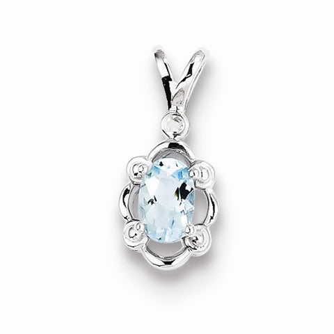 Sterling Silver Aquamarine & Diamond pendant, Classy Pendants for Necklace