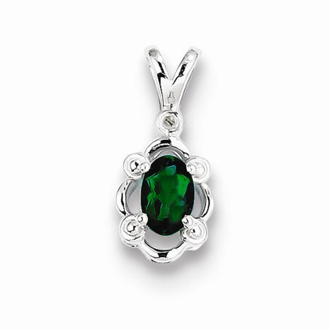 Sterling Silver Created Emerald & Diamond pendant, Alluring Pendants for Necklace