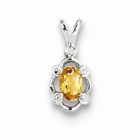Sterling Silver Citrine & Diamond pendant, Appealing Pendants for Necklace