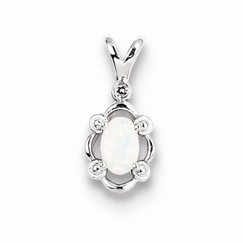 Sterling Silver Created Opal & Diamond pendant, Charm