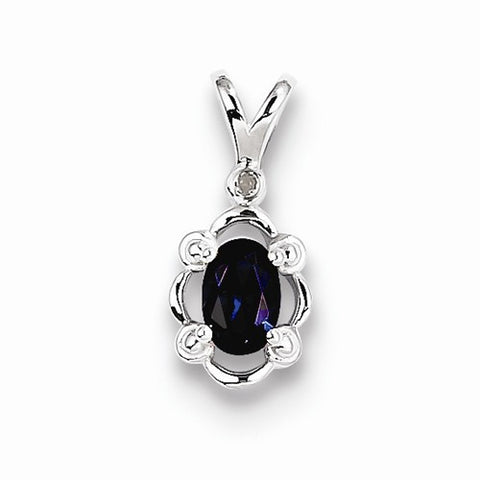 Sterling Silver Created Sapphire & Diamond pendant, Adorable Pendants for Necklace