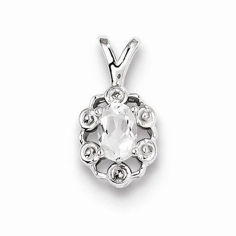 Sterling Silver White Topaz & Diamond pendant, Dazzling Pendants for Necklace