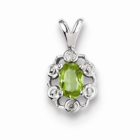 Sterling Silver Peridot & Diamond pendant, Beautiful Pendants for Necklace