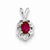 Sterling Silver Created Ruby & Diamond pendant, Pendants for Necklace