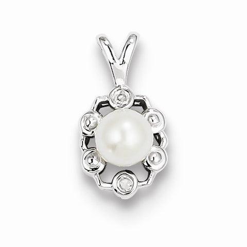 Sterling Silver Pearl & Diamond pendant, Pretty Pendants for Necklace