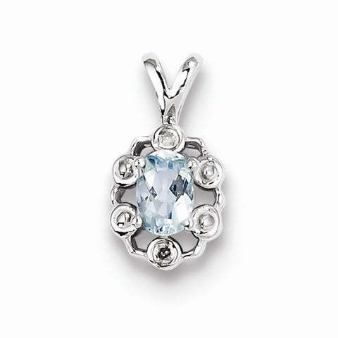 Sterling Silver Aquamarine & Diamond pendant, Gorgeous Pendants for Necklace
