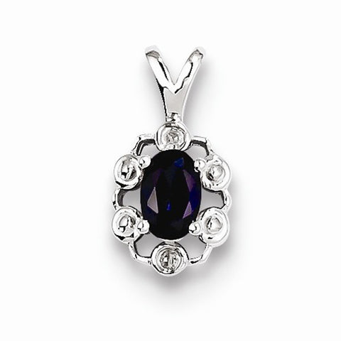 Sterling Silver Created Sapphire & Diamond pendant, Alluring Pendants for Necklace