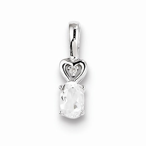 Sterling Silver White Topaz & Diamond pendant, Appealing Pendants for Necklace