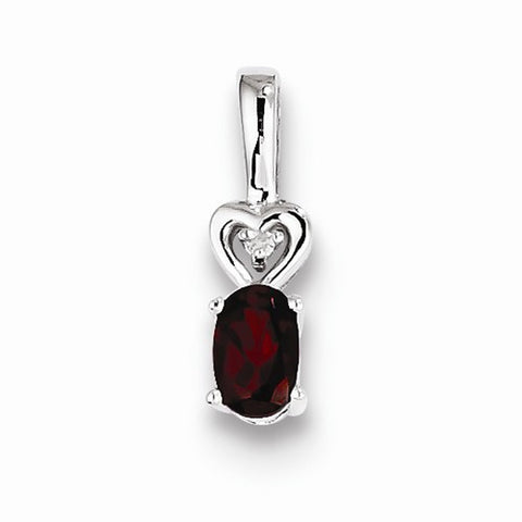 Sterling Silver Garnet & Diamond pendant, Beautiful Pendants for Necklace