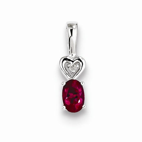 Sterling Silver Created Ruby & Diamond pendant, Delightful Pendants for Necklace