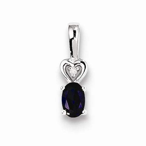 Sterling Silver Created Sapphire & Diamond pendant, Lovely Pendants for Necklace