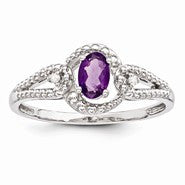 Sterling Silver Amethyst & Diamond Ring