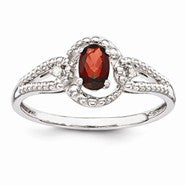Sterling Silver Garnet & Diamond Ring