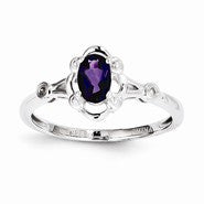Sterling Silver Amethyst & Diamond Ring