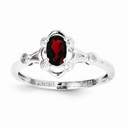 Sterling Silver Garnet & Diamond Ring