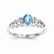 Sterling Silver Light Swiss Blue Topaz & Diamond Ring