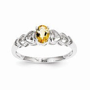 Sterling Silver Citrine & Diamond Ring