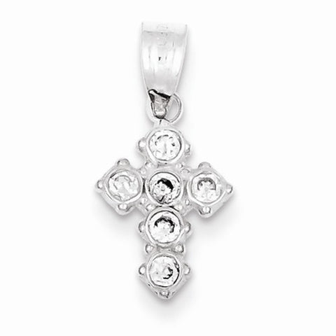 Sterling Silver CZ Cross Pendant, Fine Pendants for Necklace