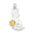 Sterling Silver Cat w/ Vermeil Flower Charm hide-image