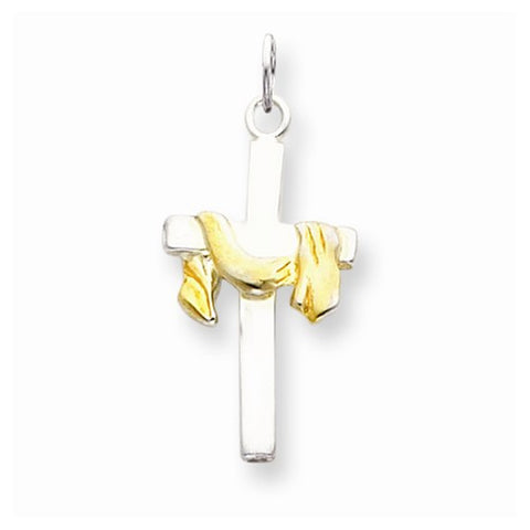 Sterling Silver & Vermeil Draped Cross Pendant, Pendants for Necklace