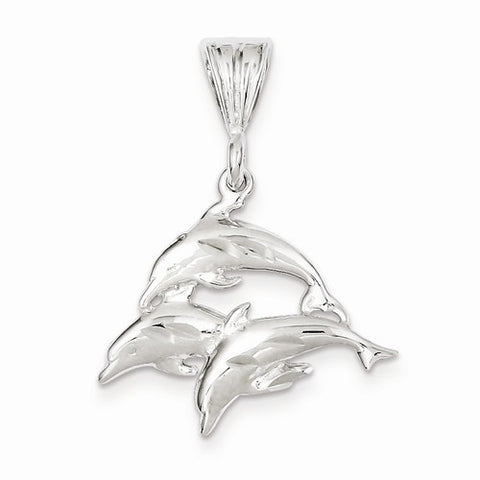 Sterling Silver Trio of Dolphins Pendant, Pendants for Necklace