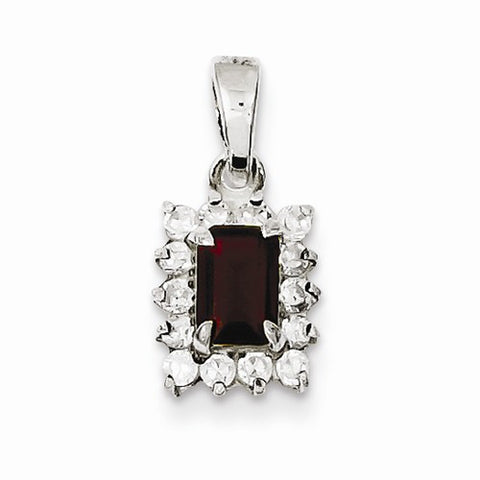 Sterling Silver Garnet & CZ pendant, Pendants for Necklace