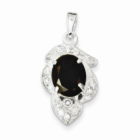 Sterling Silver Garnet & CZ pendant, Pretty Pendants for Necklace
