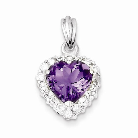 Sterling Silver Amethyst & CZ pendant, Lovely Pendants for Necklace