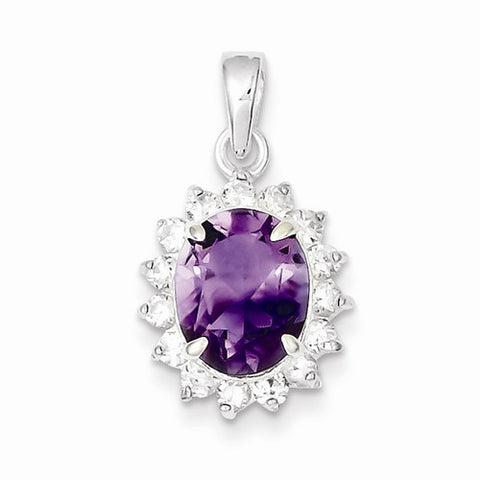 Sterling Silver Amethyst & CZ pendant, Stylish Pendants for Necklace