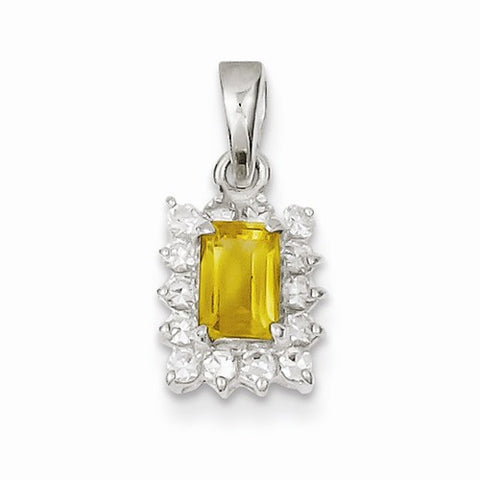 Sterling Silver Citrine & CZ Pendant, Pendants for Necklace
