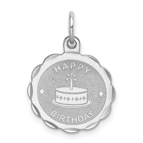 Happy Birthday Disc Charm in Sterling Silver