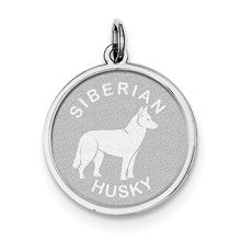 Sterling Silver Siberian Husky Disc Charm hide-image