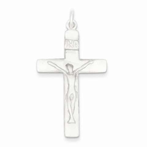 Sterling Silver Satin INRI Crucifix Pendant, Pendants for Necklace