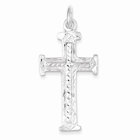 Sterling Silver Diamond -Cut Cross pendant, Charm