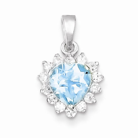 Sterling Silver Blue Topaz & CZ pendant, Exquisite Pendants for Necklace
