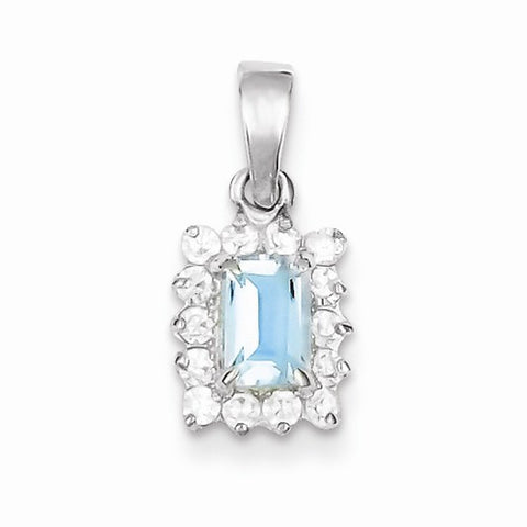 Sterling Silver Blue Topaz & CZ pendant, Pendants for Necklace