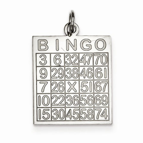 Sterling Silver Bingo Card Pendant, Pendants for Necklace