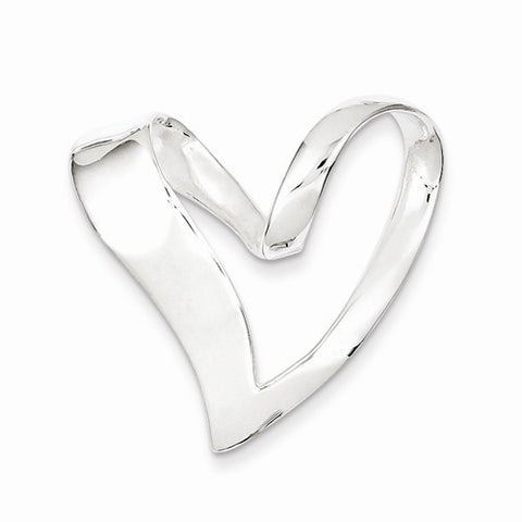 Sterling Silver Heart Slide Pendant, Charm