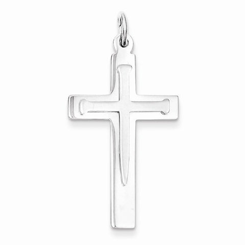 Sterling Silver Satin & Polished Cross Pendant, Pendants for Necklace