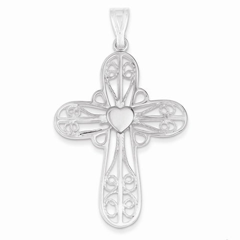 Sterling Silver Heart Cross Pendant, Pendants for Necklace