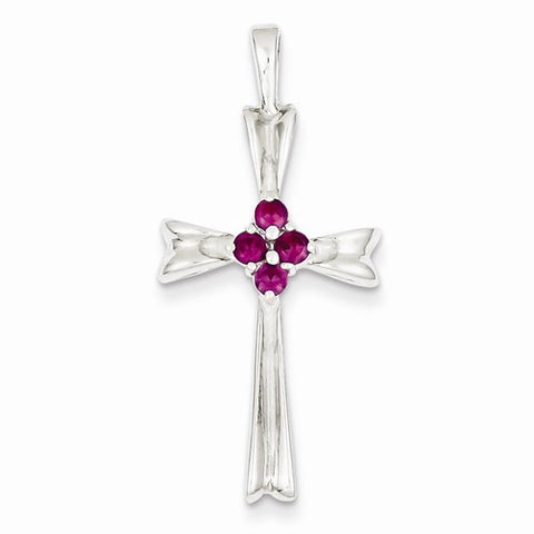 Sterling Silver Red CZ Cross pendant, Lovely Pendants for Necklace