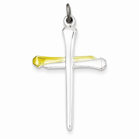 Sterling Silver & Vermeil Nail Cross Pendant, Pendants for Necklace