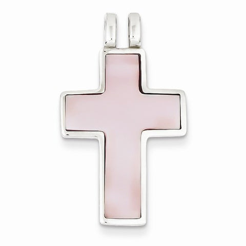 Sterling Silver Pink Shell Cross Pendant, Pendants for Necklace