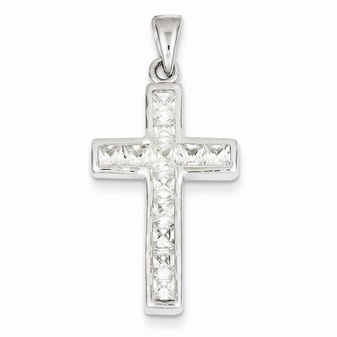 Sterling Silver CZ Cross Pendant, Pendants for Necklace