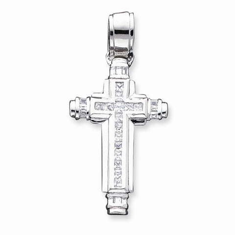Sterling Silver CZ Cross Pendant, Classy Pendants for Necklace