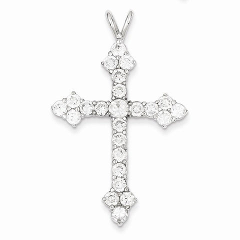 Sterling Silver CZ Cross Pendant, Alluring Pendants for Necklace