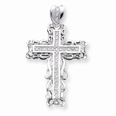 Sterling Silver CZ Cross Pendant, Appealing Pendants for Necklace