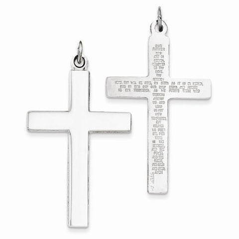 Sterling Silver Cross Lord's Prayer Pendant, Pendants for Necklace